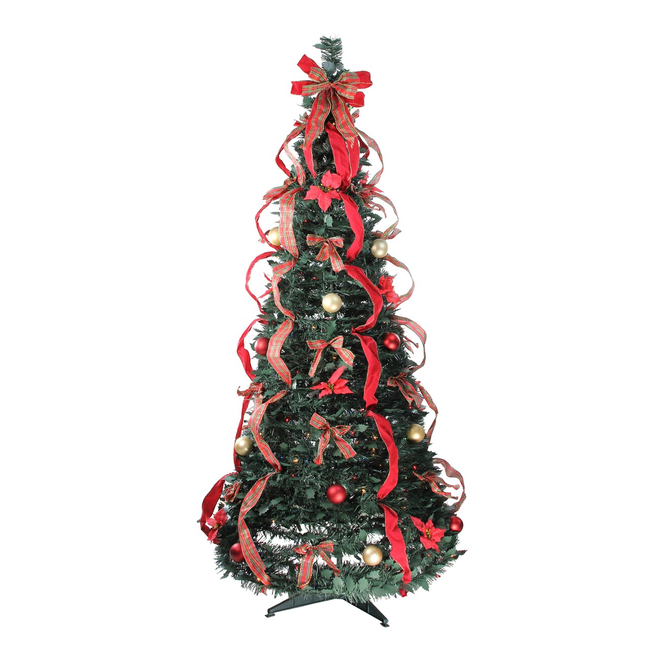 Northlight 6' Pre-Lit Red Plaid Pre-Decorated Pop-Up Artificial Christmas Tree, Multicolor Lights